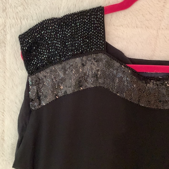 French Connection Black Sequins and Bead Embellished Top/Dress Size 4 - Picture 2 of 5